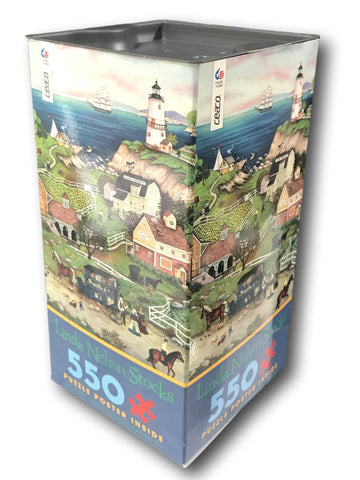 Ceaco Linda Stock Nelson Peddler's Cove Jigsaw Puzzle with Poster Tower Box 550 Pieces