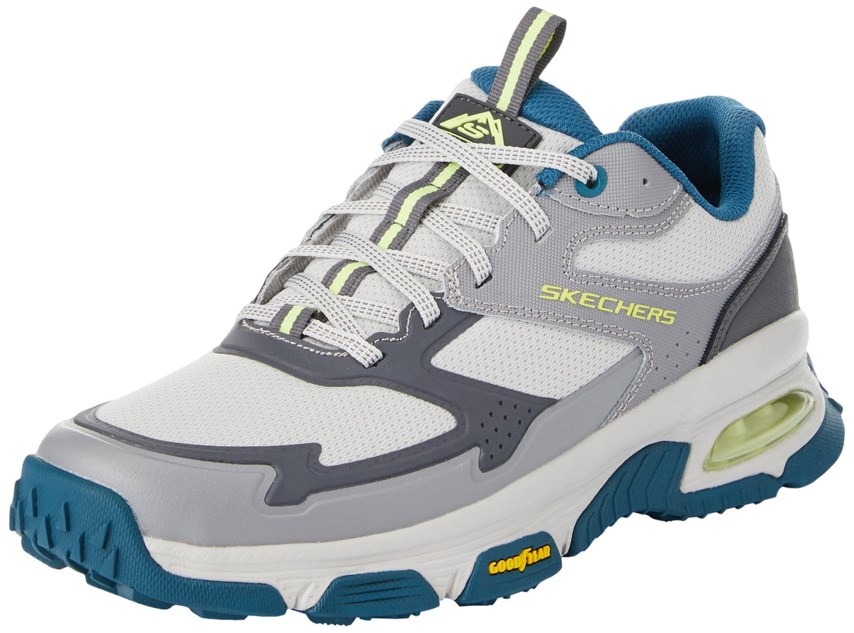 Skechers Men's Skech-AIR Sleek Envoy Trainers, Gray Leather Synthetic Textile Aqua Trim, 10