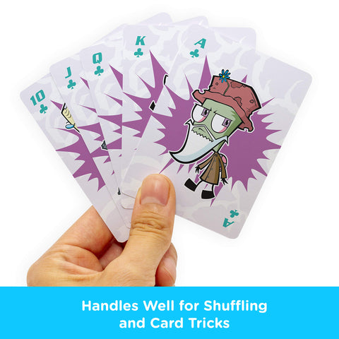 AQUARIUS Invader Zim Playing Cards - Invader Zim Themed Deck of Cards for Your Favorite Card Games - Officially Licensed Invader Zim Merchandise & Collectibles - Poker Size
