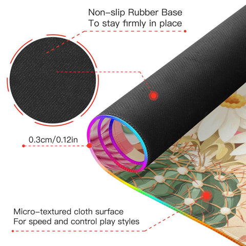 Cactus Wireless Charging Mouse Pad for Mobile Phone Extra Large Gaming Mousepad with 13 Lighting Modes Computer Mat for Gaming MacBook PC Laptop Desk Office Home
