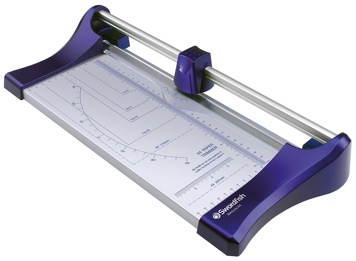 Swordfish 40263 Slimline A4 10 Sheet Rotary Paper Trimmer/Guillotine - Blue