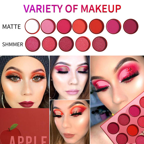 DE'LANCI Red Eyeshadow Palette,12 Color Matte Shimmer High Pigmented Mini Makeup Eyeshadow Pallet,Peach Coral Burgundy Rose Gold White Natural Blendable Long-Lasting Waterproof Small Pallets Eyeshadow