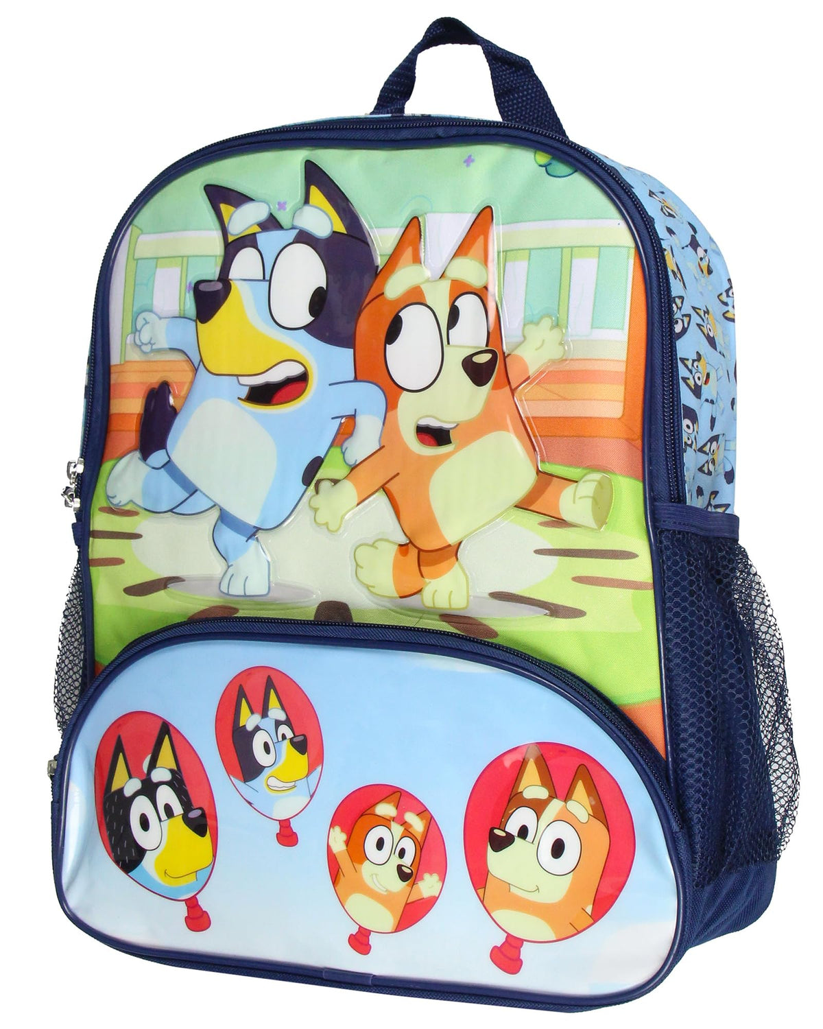 Bluey 14" Kids School Travel Backpack Bag For Toys w/Raised Character Designs