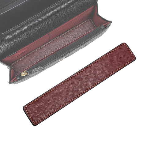 KESOIL Purse WOC Base Shaper,Leather Base Shaper Saver and Insert for Wallet on Chain Bags 7 * 1.2 inches(L*W) (Medium, Leather-Burgundy Red)