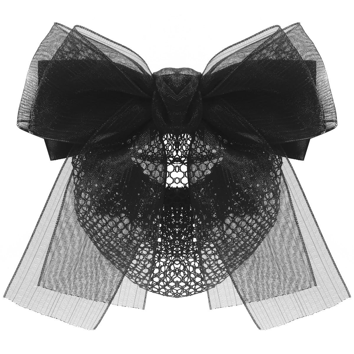 Bowknot Hair Bows for Women, Hair Nets for Buns | Hair Bows Fine Mesh with Lace Hair Net | Big Bows for Girls & Snoods for Women Hair | Black Bows for Girls Hair | Bun Cover For Hair, Black