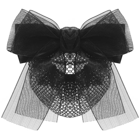 Bowknot Hair Bows for Women, Hair Nets for Buns | Hair Bows Fine Mesh with Lace Hair Net | Big Bows for Girls & Snoods for Women Hair | Black Bows for Girls Hair | Bun Cover For Hair, Black