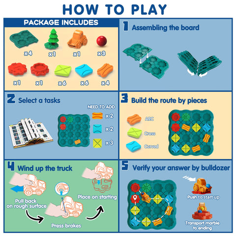 BONITOTO Kids Toys STEM Board Games - Logic Road Builder Brain Teasers Puzzles for 3 to 4 5 6 7 Year Old Boys Girls, Educational Montessori Birthday Gifts for Ages 4-8 Preschool Classroom Learning