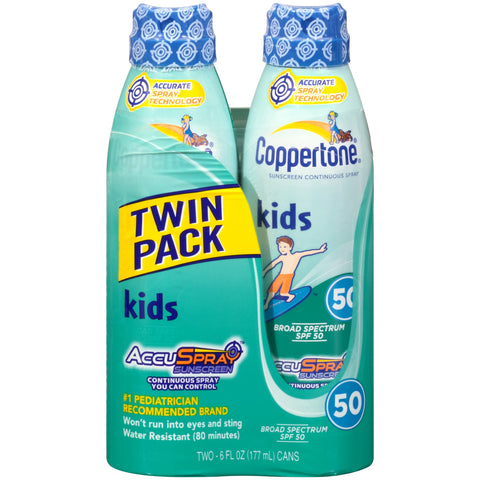 Coppertone Kids Continuous Spray SPF 50 , 6 Ounces (Twin Pack)