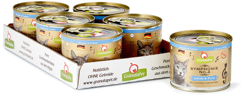 GranataPet Symphonie No. 4 Salmon & Turkey, Cat Food without Grains & Added Sugar, Fillet in Natural Jelly, Delicate Wet Food for Cats, 6 x 200 g