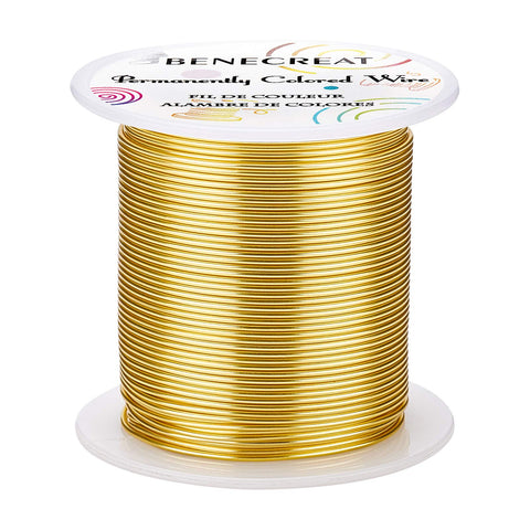 BENECREAT 18 Gauge 32 Yards Tarnish Resistant Gold Wire Jewelry Beading Wire for Beading Wrapping and Other Jewelry Craft Making