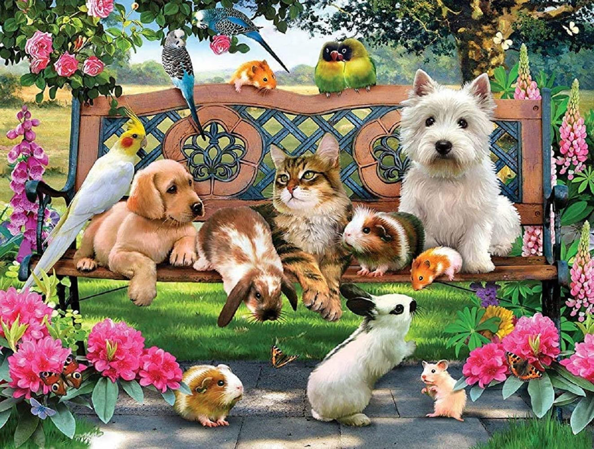 SUNSOUT INC - Pets in The Park - 500 pc Jigsaw Puzzle by Artist: Howard Robinson - Finished Size 18" x 24" - MPN# 54942