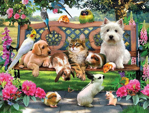 SUNSOUT INC - Pets in The Park - 500 pc Jigsaw Puzzle by Artist: Howard Robinson - Finished Size 18" x 24" - MPN# 54942
