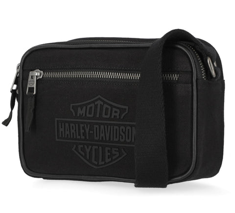 Harley Davidson Canvas Crossbody Purse Shoulder Bag, Black (Camera)