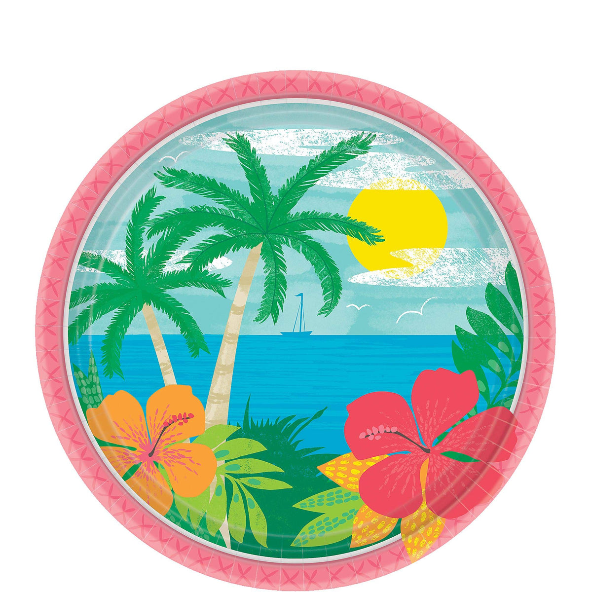 Amscan Summer Vibes Round Paper Plates - 7" | Pack of 60