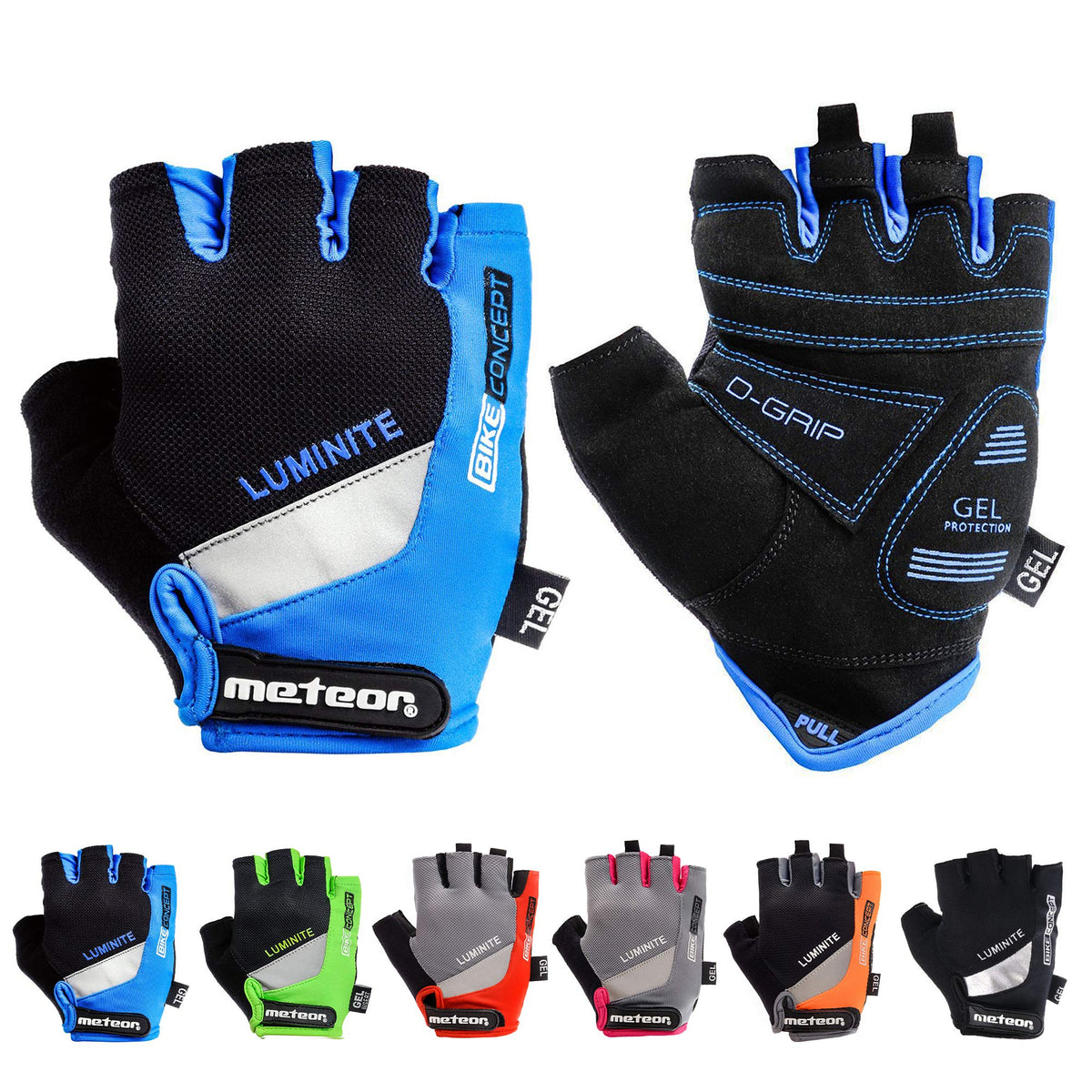 meteor Cycling Gloves Gym Antislip Grip Adjustable Bike Racing Bicycle Bmx Mtb Weight Lifting Fitness Light Silicone Pad Accessories Riding Men Women Kids Children