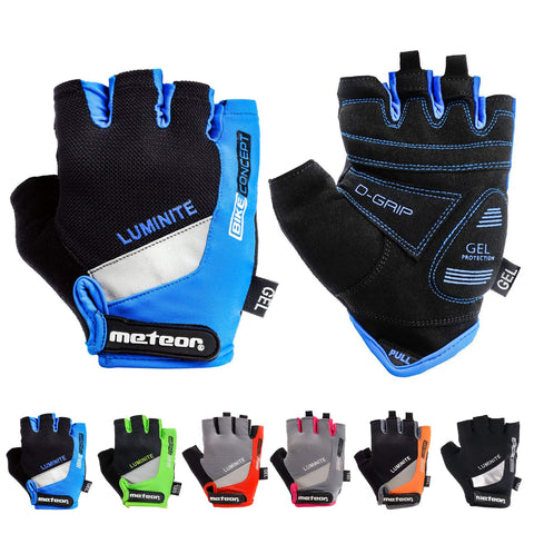meteor Cycling Gloves Gym Antislip Grip Adjustable Bike Racing Bicycle Bmx Mtb Weight Lifting Fitness Light Silicone Pad Accessories Riding Men Women Kids Children