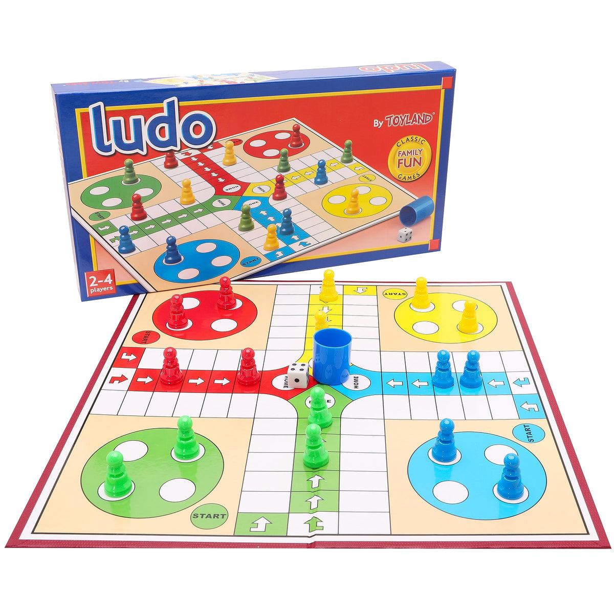 ToylandÂ® 20 Piece Ludo Game with Foldable Board & Storage Box - Traditional Family Board Games - Ages 3+