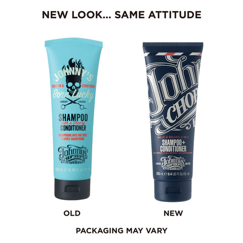 Johnny's Chop Shop - Born Lucky 2 in 1 Shampoo & Conditioner, Daily Hair Care for Men, (250ml) Pack of 2