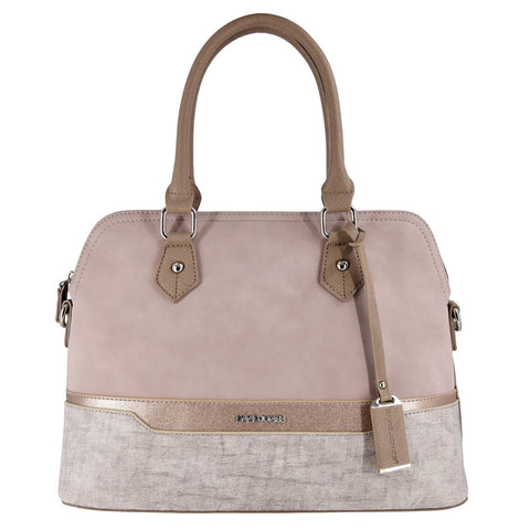 David Jones - Womens Bugatti Handbag - Multicolor Top Handle Shoulder Bag - Lady Tote Medium Size - PU Faux Leather Satchel - Elegant Crossbody Bag - Everyday Fashion Classic Designer - Nude Pink