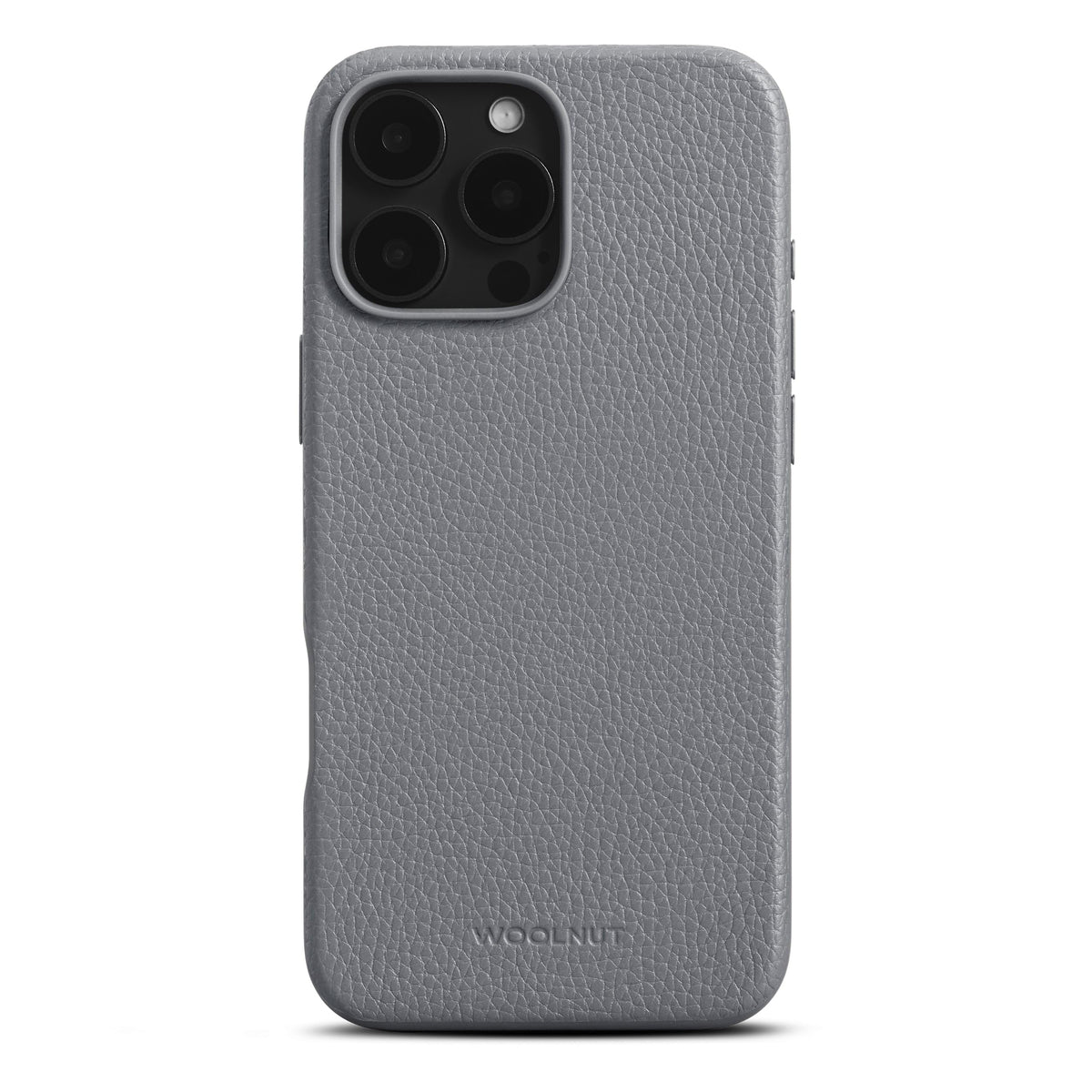 WOOLNUT Leather Case for iPhone 16 Pro Max - Grey - Scandinavian Full-Grain Leather, Compatible with MagSafe, Slim TPU Sides, Soft Microfiber Lining, Raised Edges for Screen & Camera Protection