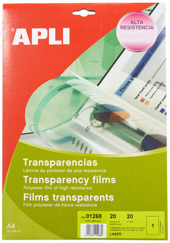 APLI Transparency Film for Laser Printers and Copiers B/20 White