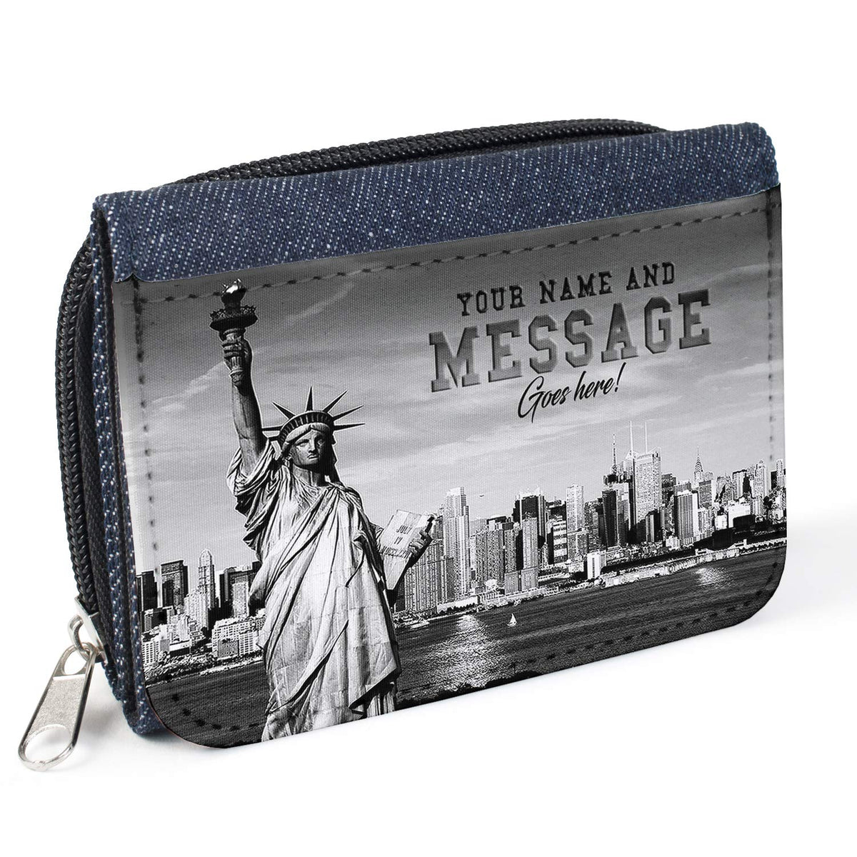 KRAFTYGIFTS Ladies Purse New York Personalised NYC Denim Coin Money Wallet Gift ST170