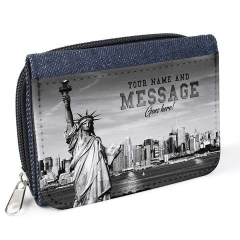 KRAFTYGIFTS Ladies Purse New York Personalised NYC Denim Coin Money Wallet Gift ST170