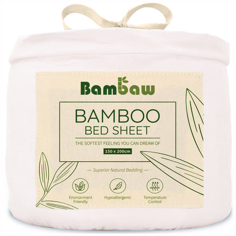 White Fitted Sheet King Size | 150x200 cm | Bamboo Fitted Sheet King Size | King Size Deep Fitted Sheet | Cool Bed Sheets | White King Size Fitted Sheet | Hypoallergenic Bedding | Bambaw