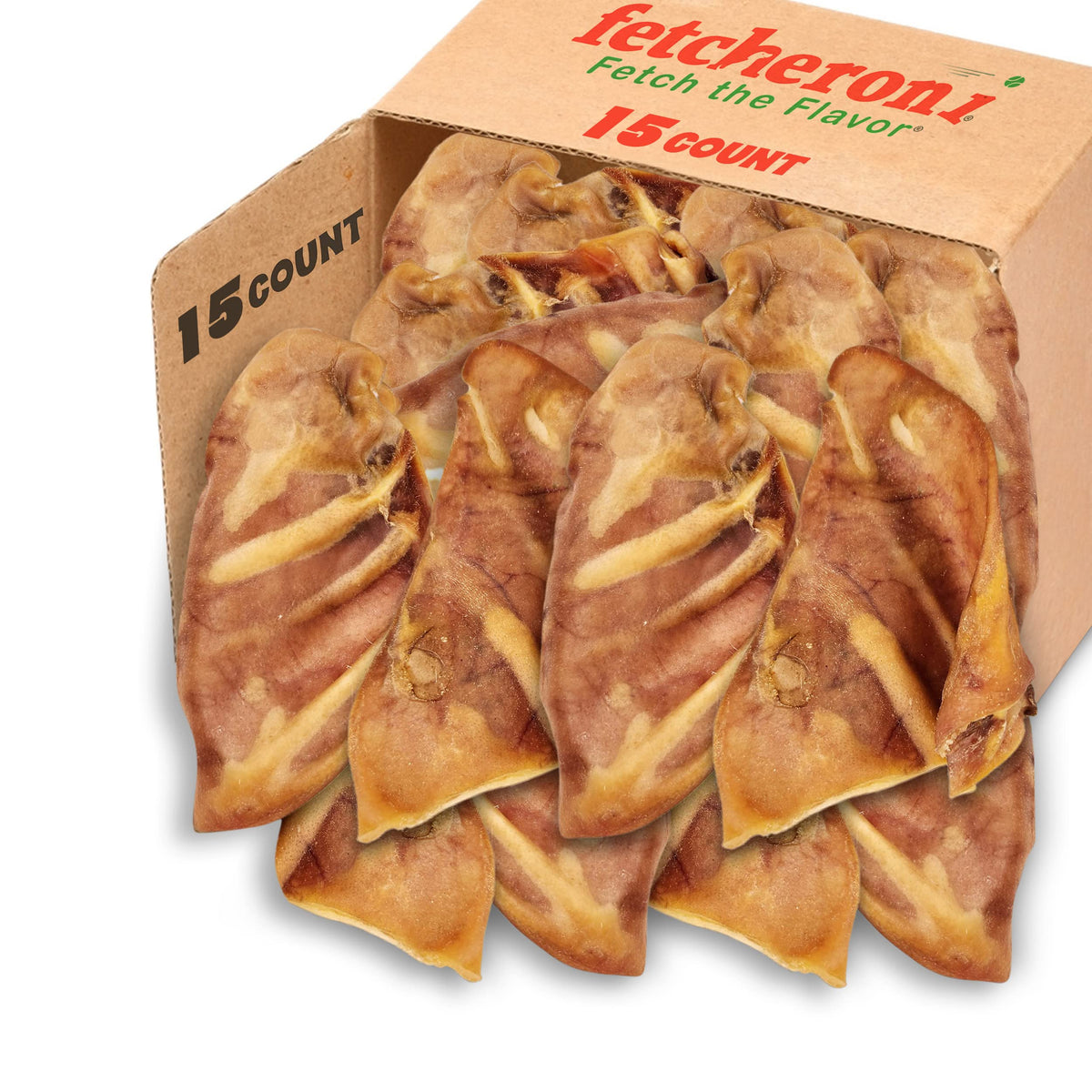 FETCHERONI Whole Pig Ears for Dogs Large - 15 Pack Long Lasting Dog Chews - Dog Treats One Ingredient Delicious All Natural Flavor - Easy to Digest Dog Treats for Large Dog - Great for Teeth and Gums