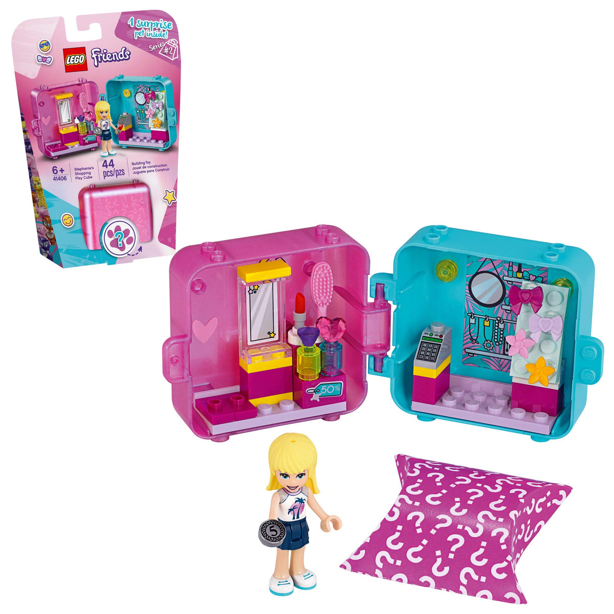LEGO Friends StephanieÃƒÂ¢Ã¢â€šÂ¬Ã¢â€žÂ¢s Shopping Play Cube 41406 Building Kit, Mini-Doll Set That Promotes Creative Play, New 2020 (44 Pieces)