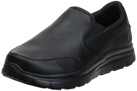 Skechers Men's Bronwood Food Service Shoe, Black Leather,8 W US