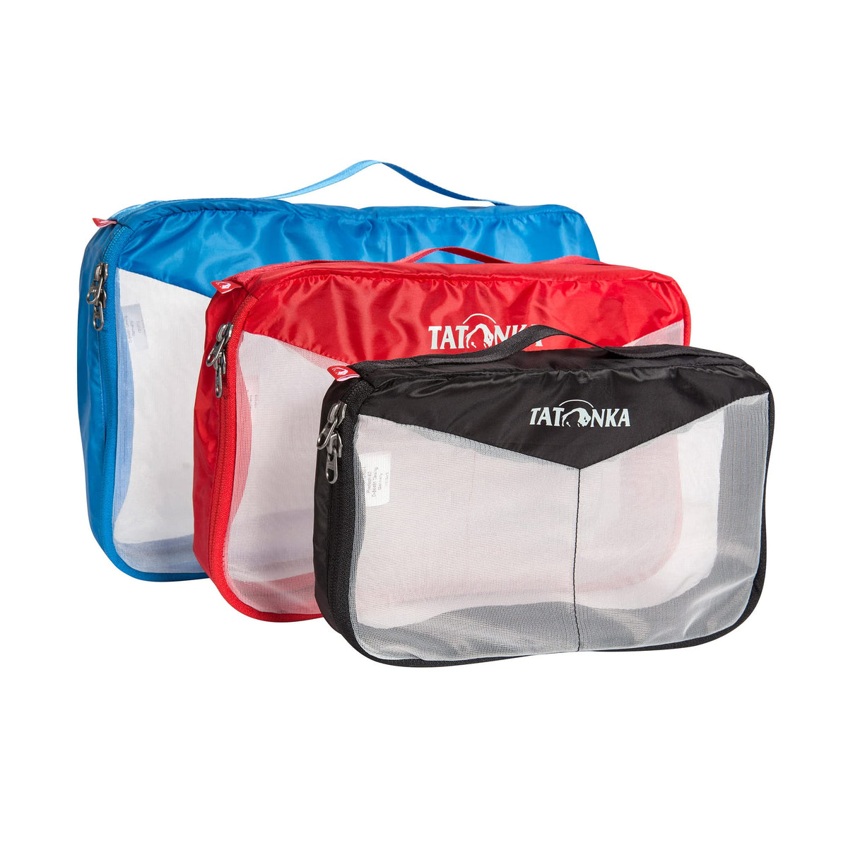 Tatonka Mesh Bag Set (3 Pieces) - Packing Cube Set Consisting of 3 Lightweight Mesh Bags in Different Sizes and Colours - for Clear Packing of Travel Luggage in Suitcase or Travel Backpack