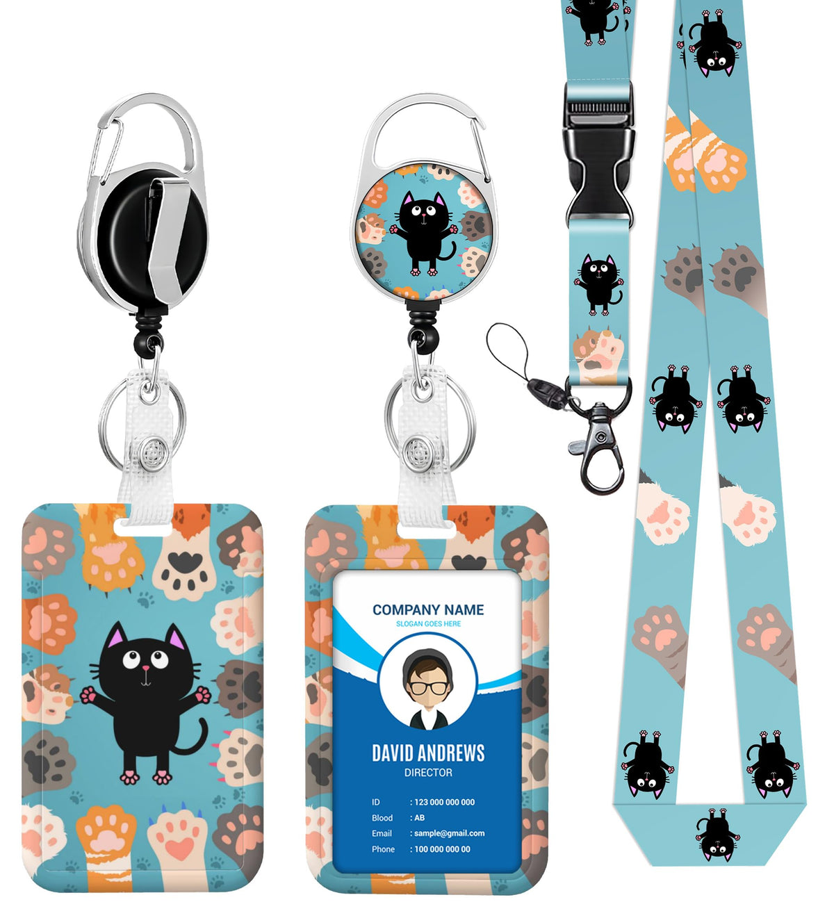 Cat paw Badge Holder Lanyard ID Card Holders Detachable Name Tag Clips Cute Funny Nurse Teacher Office Gifts Women Man Cate Badge Holder