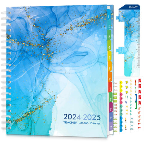 Teacher Planner 2024-2025 Academic Year - All Inclusive 8.5"x11" Teacher Lesson Planner with Elastic Closure, Bookmark, and Planner Stickers, for Daily, Weekly, Monthly Classroom Schedule