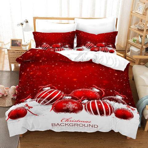 Christmas Bed Linen Set, 3-Piece Bed Linen Set, Santa Claus Pattern, Duvet Cover and Pillowcase with Zip (A, 135 x 200 cm)