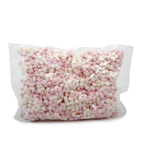Sephra Mini Marshmallows for Hot Chocolate- Gluten Free Belgian Halal Marshmallows for Topping Waffles, Crepes, Baking, Cake Decorating- Pink & White Marshmallows 1kg Bulk Value Bag- 15 x10mm Mallows