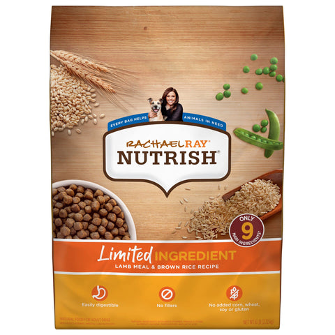 Rachael Ray Nutrish Limited Ingredient Diet Lamb Meal & Brown Rice Recipe, Lamb Meal & Rice, 6.00 Pound (Pack of 1) (Packaging Design May Vary)