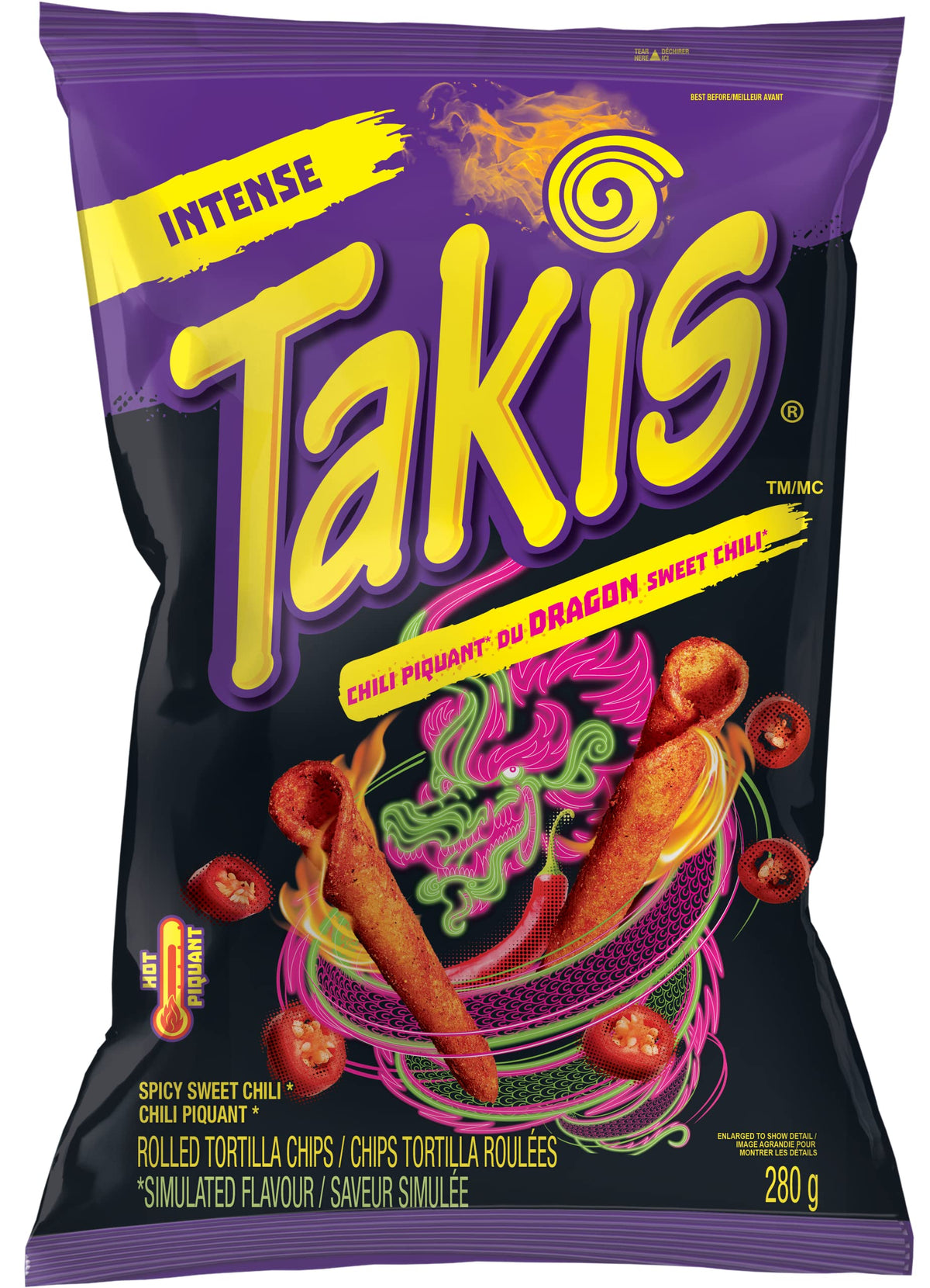 Takis Dragon Spicy Sweet Chili Rolled Tortilla Chips, Crunchy Corn Chips Snack, 280 Grams