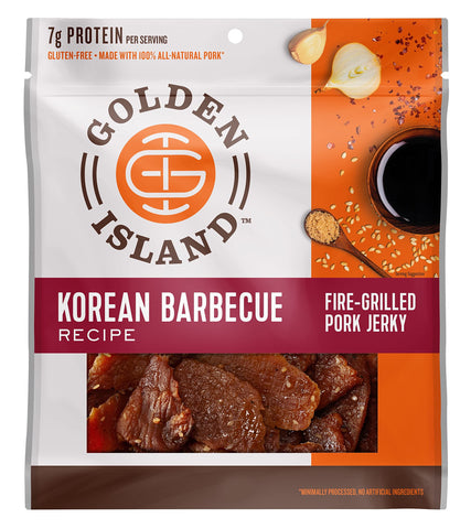 Golden Island Pork Jerky Korean Barbecue Variety Pack - Good Source of Protein, Football Game Day Snacks, Football Party Favor, Gluten-Free, Includes (8) 1.25oz Snack Bite Bags & (7) 1oz Jerky Bags