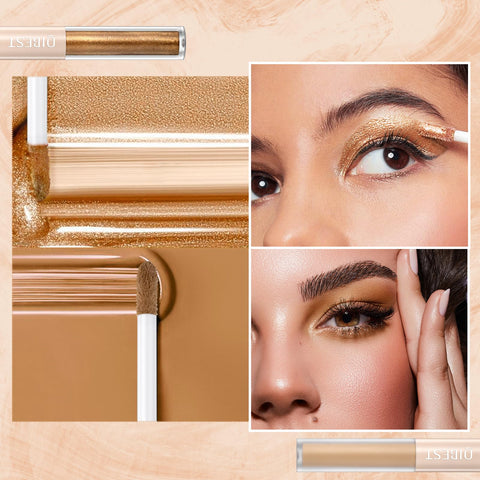 Easilydays Double Head Liquid Glitter Matte eyeshadow for Brown Eyes, Sunset Pearl and Matte Shimmer Shadow, Taupe & Brown, Highly Pigmented Long Lasting Waterproof, Lightweight Travel Size Eye Makeup Gift (#06)