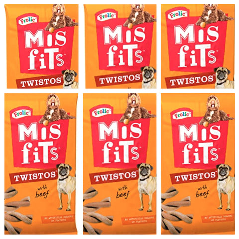 Misfits Twistos Dog Treat 6 Pack Bundles (36 duo treats) Beef