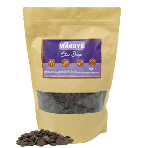 WaggyÃƒÆ’Ã‚Â¢ÃƒÂ¢Ã¢â‚¬Å¡Ã‚Â¬ÃƒÂ¢Ã¢â‚¬Å¾Ã‚Â¢s Dog Chocolate Drops - 100% Safe Choc Button Treats for Dogs | Natural & Healthy with Added Vitamins & Minerals | Ideal for Dog Training | Soft Treats for Older Dogs | Releasable Bag (1kg)