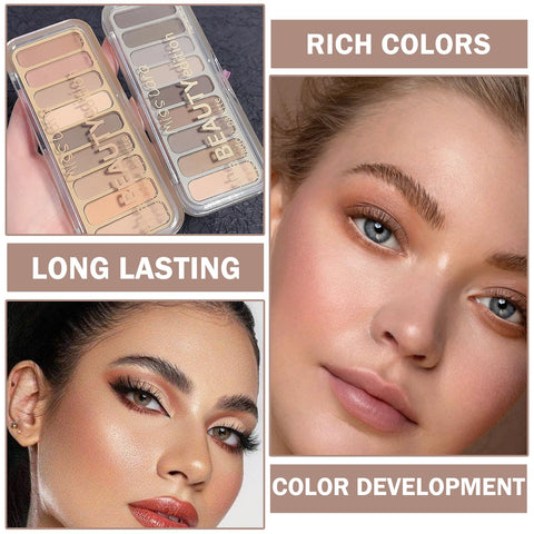 QIUFSSE Naked Eyeshadow Palette Mini Nude Eye Shadow Palette Makeup Long Lasting Waterproof Neutral Eyeshadow Palette,Ultra-Blendable,Rich Colors,Great for Travel - 04 Milk Tea