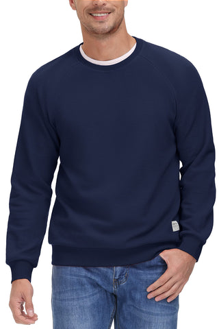 MAGCOMSEN Mens Pullover Sweatshirts Plain Workwear Casual Crew Neck Long Sleeve Sweater Tops Sports Leisure,Navy,M