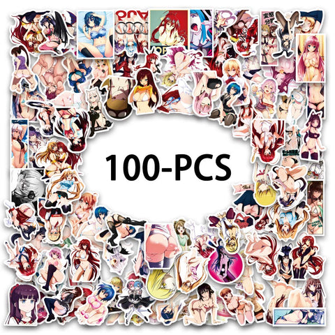 Dheckbluesky Bunny Girl Anime Sexy Girl Adult Stickers (Pack of 100), Laptop and Water Bottle Stickers, Aesthetic Sticker Pack for Teenagers, Cute Lady Loli Vinyl Stickers, Waterproof