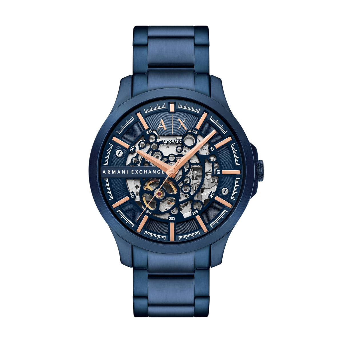 A|X ARMANI EXCHANGE Men's Automatic Blue Stainless Steel Watch (Model: AX2457), Blue, Contemporary