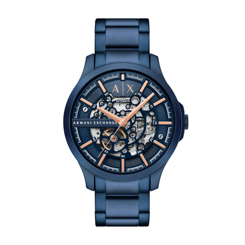 A|X ARMANI EXCHANGE Men's Automatic Blue Stainless Steel Watch (Model: AX2457), Blue, Contemporary