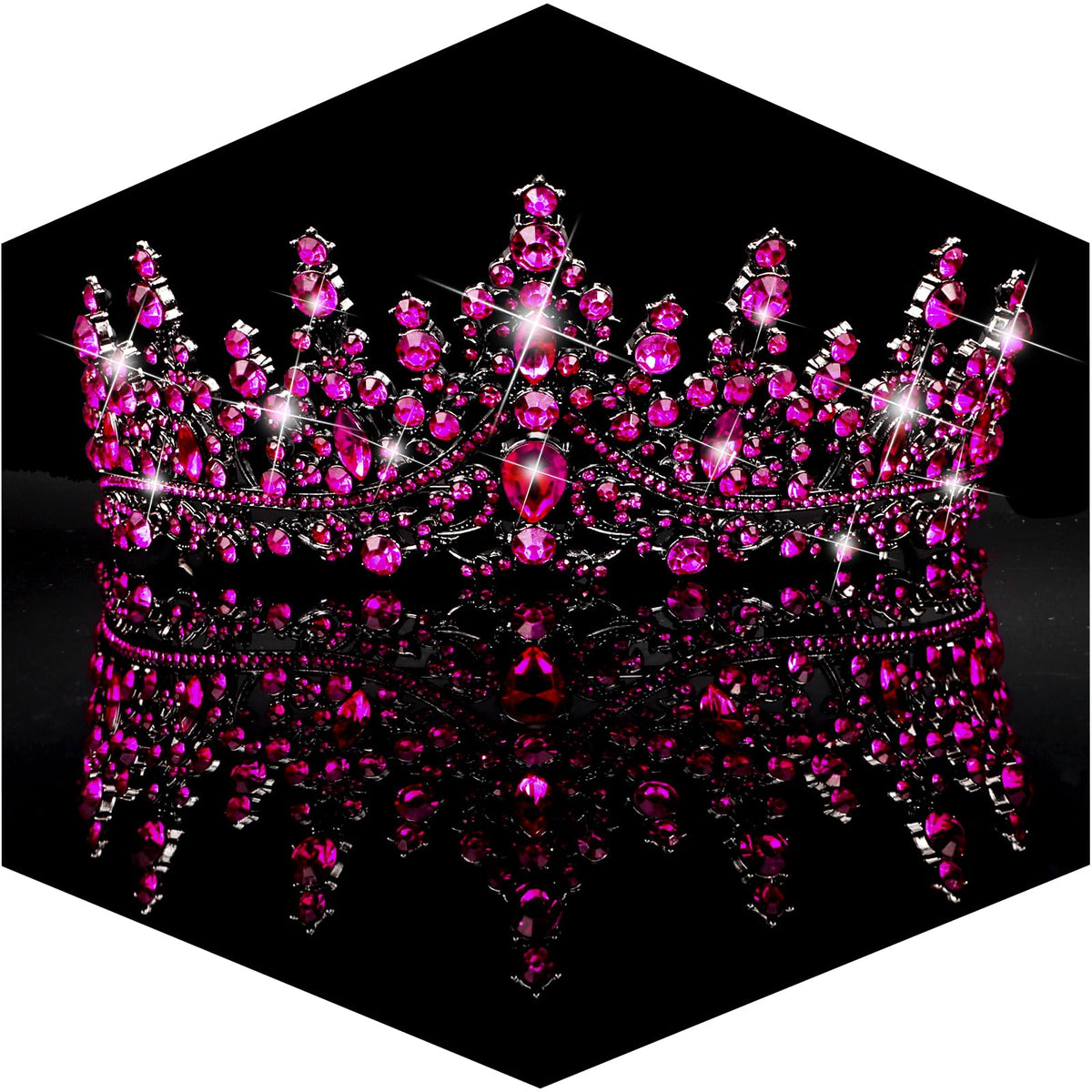 TOBATOBA Tiaras for Women, Hot Pink Tiara Crowns for Women, Wedding Tiara for Bride Queen Crown, Royal Princess Quinceanera Headpieces for Birthday Prom Pageant Halloween Cosplay Accessories