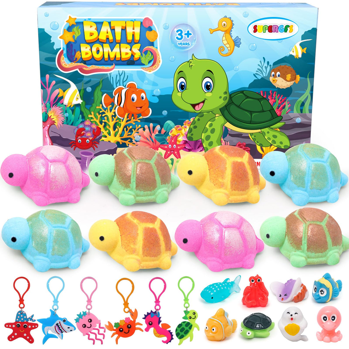 Bath Bombs for Kids, Bath Bombs with Surprise Inside, Super Cute Kids Bath Bombs for Christmas and Birthday Gift