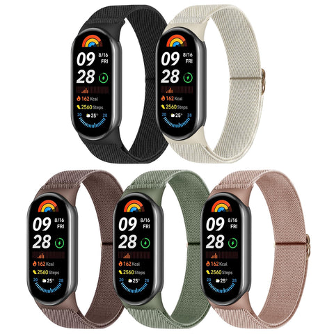 Wizvv Pack of 5 Nylon Strap Compatible with Xiaomi Mi Band 8, Quick Release Replacement Sports Watch Strap, Elastic Bracelet for Xiaomi Mi Smart Band 8, Soft Watch Strap Replacement for Men and Women,